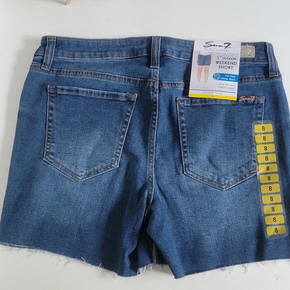 Stretchy Distressed Blue Denim Weekend Cutoff Shorts Sz 8 - Picture 3 of 10